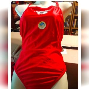 Red speedo lifeguard swimsuit